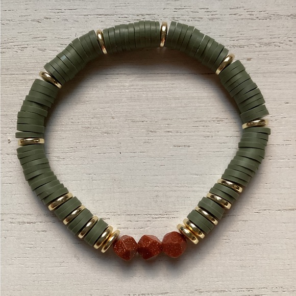 14K Gold Plated Goldstone Custom Bracelet Stack - Set of 5 - Picture 4 of 8